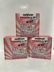 3 X SOAP & GLORY PINKLY THE BEST ROSE & BERGAMOT BATH SET OF 6 GIFT BOX