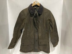 BARBOUR STRATFORD WAX JACKET OLIVE BROWN - SIZE 8 - RRP £219