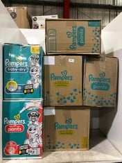 6 X ASSORTED NAPPY ITEMS TO INCLUDE PAMPERS BABY-DRY PAW PATROL NAPPIES LEVEL 5 11 - 16 KG