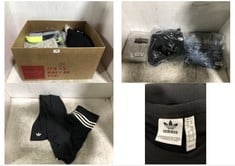 BOX OF APPROX 20 X ASSORTED ADULT CLOTHING TO INCLUDE ADIDAS T-SHIRT BLACK SIZE 12-14