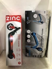 2 X ASSORTED CHILDRENS SCOOTERS TO INCLUDE ZINC FOLDING SCOOTER