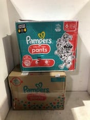 2 X ASSORTED MULTI PACK NAPPIES TO INCLUDE PAMPER PAW PATROL NAPPY PULL UP PANTS SIZE 6