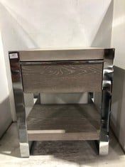 1 DRAWER BEDSIDE TABLE IN LIGHT GREY WOODEN EFFECT / MIRRORED EFFECT