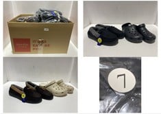 BOX OF ASSORTED ADULT FOOTWEAR TO INCLUDE FLEECE LINED CLOGS CREAM SIZE 7