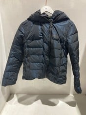 HELLY HANSEN PUFFER JACKET NAVY BLUE WITH FAUX FUR TRIM HOOD SIZE SM