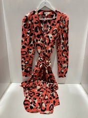 TED BAKER WOMENS PINK LEOPARD PRINT DRESS SIZE 2