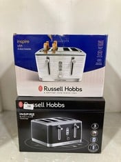 RUSSELL HOBBS INSPIRE WHITE 4 SLICE TOASTER TO INCLUDE RUSSELL HOBBS INSPIRE BLACK 4 SLICE TOASTER