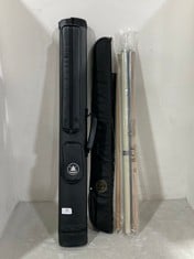 5 X ASSORTED POOL ITEMS TO INCLUDE ADHAFERA BLACK LEATHER POOL CUE CASE