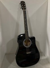 SQUIER BY FENDER DREADNOUGHT ELECTRO ACOUSTIC GUITAR BLACK SA-105CE - RRP £139