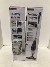 2 X BELDRAY 2-IN-1 STICK VACUUM CLEANER