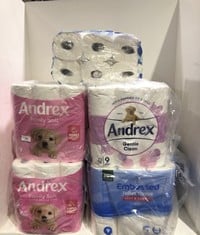 5 X ASSORTED TOILET ROLLS TO INCLUDE ANDREX FAMILY SOFT 5 X 9 TOILET ROLLS