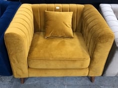 MARY 1 SEATER ARMCHAIR IN YELLOW VELVET - RRP £651