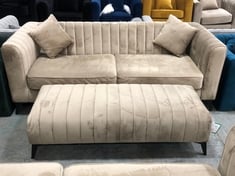 MARY 3 SEATER SOFA WITH LARGE FOOTSTOOL IN MINK VELVET - TOTAL LOT RRP £1406