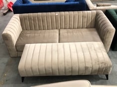 MARY 3 SEATER SOFA WITH LARGE FOOTSTOOL IN MINK VELVET - TOTAL LOT RRP £1406