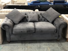 CHESTERFIELD 3 SEATER SOFA IN DARK GREY VELVET - RRP £931