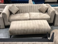 MARY 3 SEATER SOFA WITH LARGE FOOTSTOOL IN MINK VELVET - TOTAL LOT RRP £1406