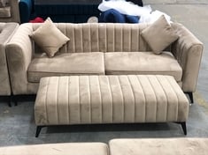 MARY 3 SEATER SOFA WITH LARGE FOOTSTOOL IN MINK VELVET - TOTAL LOT RRP £1406