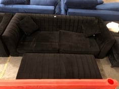 MARY 3 SEATER SOFA WITH LARGE FOOTSTOOL IN BLACK VELVET - TOTAL LOT RRP £1406