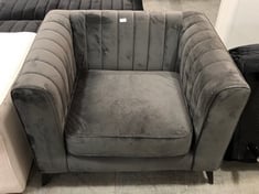 MARY 1 SEATER ARMCHAIR IN GREY VELVET - RRP £651