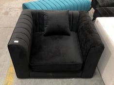 MARY 1 SEATER ARMCHAIR IN BLACK VELVET - RRP £651