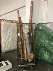 CAGE OF ASSORTED JOHN LEWIS ITEMS TO INCLUDE ROLL OF FABRIC IN DARK PURPLE (CAGE NOT INCLUDED) (KERBSIDE PALLET DELIVERY)