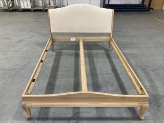 JOHN LEWIS DOUBLE BED IN NATURAL WOOD AND FABRIC (KERBSIDE PALLET DELIVERY)