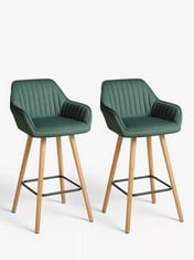 JOHN LEWIS SET OF 2 TORONTO BAR STOOL IN GREEN / OAK - PRODUCT CODE. 83678002 - RRP £280