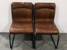 2 X CAPRI LEATHER CHAIR BROWN 520X660X880MM - ITEM NO. 489956 - TOTAL LOT RRP £1298