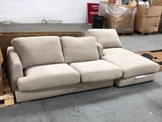 JOHN LEWIS 3 SEATER END SOFA PART IN LIGHT BEIGE FABRIC TO INCLUDE JOHN LEWIS CHAISE END SOFA PART IN LIGHT BEIGE FABRIC (PARTS ONLY)