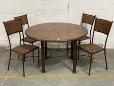 ANTIQUE BAMBOO EFFECT DINING TABLE IN DARK OAK TO INCLUDE 4 X CHAIRS IN DARK OAK