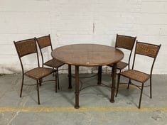 ANTIQUE BAMBOO EFFECT DINING TABLE IN DARK OAK TO INCLUDE 4 X CHAIRS IN DARK OAK