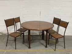 ANTIQUE BAMBOO EFFECT DINING TABLE IN DARK OAK TO INCLUDE 4 X CHAIRS IN DARK OAK