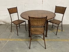 ANTIQUE BAMBOO EFFECT DINING TABLE IN DARK OAK TO INCLUDE 3 X CHAIRS IN DARK OAK