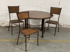 ANTIQUE BAMBOO EFFECT DINING TABLE IN DARK OAK TO INCLUDE 3 X CHAIRS IN DARK OAK