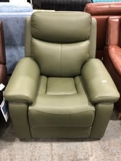 LA-Z-BOY DAYTONA POWER RECLINER ARMCHAIR IN SAGE GREEN LEATHER - RRP £899