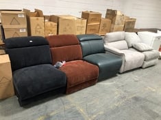 5 X ASSORTED SOFA PARTS TO INCLUDE CARRERA LARGE ARMLESS UNIT IN PEACOCK LEATHER (PARTS ONLY) (KERBSIDE PALLET DELIVERY)