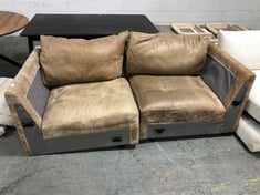 2 X HUNTSMAN CORNER SOFA PART IN UTAH BLONDE LEATHER (PARTS ONLY)