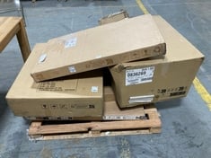 PALLET OF ASSORTED LA REDOUTE FURNITURE PARTS TO INCLUDE BIFACE 3 DRAWER DESK IN BLACK / WOOD (PART) (KERBSIDE PALLET DELIVERY) (KERBSIDE PALLET DELIVERY)