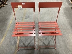 LA REDOUTE SET OF 2 OZEVAN FOLDING METAL CHAIR IN TERRACOTTA - MODEL NO. AXF287 - RRP £145