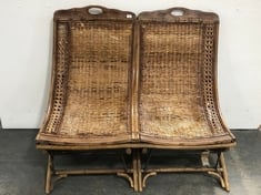 STONE THE CROWS WICKER WOOD WOVEN DOUBLE CHAIR