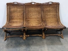 STONE THE CROWS DARK WICKER WOOD WOVEN 3 SEATER CHAIR- RRP £650