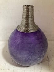 5 X STONE THE CROWS LARGE METALWORK GLASS VASE - PURPLE - TOTAL RRP £500