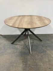 1 X STONE THE CROWS ROUND DINING TABLE IN NATURAL / STEEL