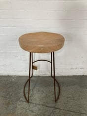 LOKO STOOL - MANGO WOOD & RUST - TALL 75.5 X 38.5 X 28CM - ITEM NO. LS0602 - RRP £195