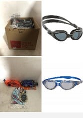 19X ASSORTED SWIMMING ITEMS TO INCLUDE ZOGGS FLEX SWIMMING GOGGLES, 180 DEGREE PERIPHERAL VISION - BLUE/WHITE, CRESSI RIGHT GOGGLES BLACK/SMOKED LENS - ADULT GOGGLES FOR SWIMMING, POOL AND WATER SPOR