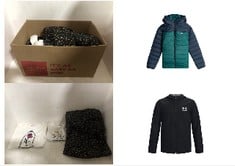 9X ASSORTED KIDS CLOTHING TO INCLUDE UNDER ARMOUR BOYS' UA SPORTSTYLE WINDBREAKER, LIGHTWEIGHT BOYS' JACKET, WIND-RESISTANT RUNNING JACKET, BILLABONG SURF CHECK - PUFFER JACKET FOR BOYS 8-16.