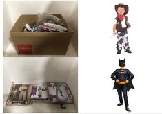 11X ASSORTED KIDS FANCY DRESS TO INCLUDE RUBIE'S 3014997-8000 BATMAN CHILDS COSTUME-AGE 7-8 YEARS, BOYS, MULTICOLOUR, BROWN COWBOY TODDLER COSTUME SET - ADORABLE DESIGN, PERFECT FOR DRESS-UP PARTIES,