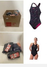 X20 ASSORTED SPEEDOS TO INCLUDE SPEEDO WOMEN'S END+ V BACK SWIMSUIT | ATHLETIC FIT | SWIM FITNESS, BLACK, 36/12, SPEEDO WOMEN'S HYPERBOOM ALLOVER MEDALIST SWIMSUIT |QUICK DRYING | FITNESS | CHLORINE