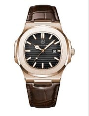 MEN’S FRANK SCHMIDT WATCH - TEXTURED DIAL WITH DATE - LEATHER STRAP EST RRP £350.