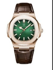 MEN’S FRANK SCHMIDT WATCH - TEXTURED DIAL WITH DATE - LEATHER STRAP EST RRP £350 .